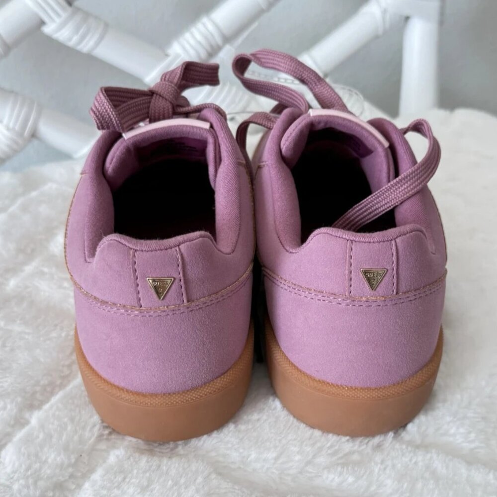GUESS Women’s Pelara Retro Low-Top Faux Suede Sneakers Pink/Mauve Size 7 New - Picture 8 of 11